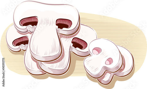 Mushrooms "champignon" sliced.