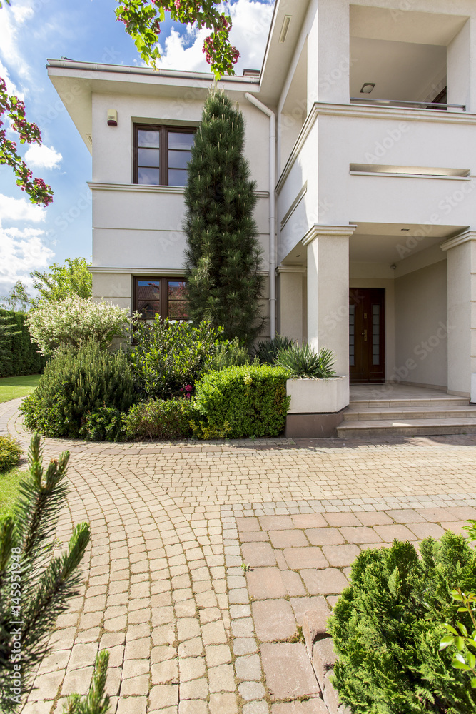 Fototapeta premium Front of modern luxury house
