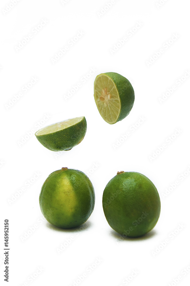 fresh green lime over white background fresh green lime over white background