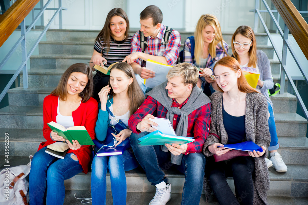 Obraz premium University students on stairs
