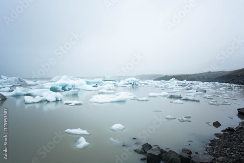 The ice floating in the ocean. Iceland  Fjallsarlon glacier lagoon.