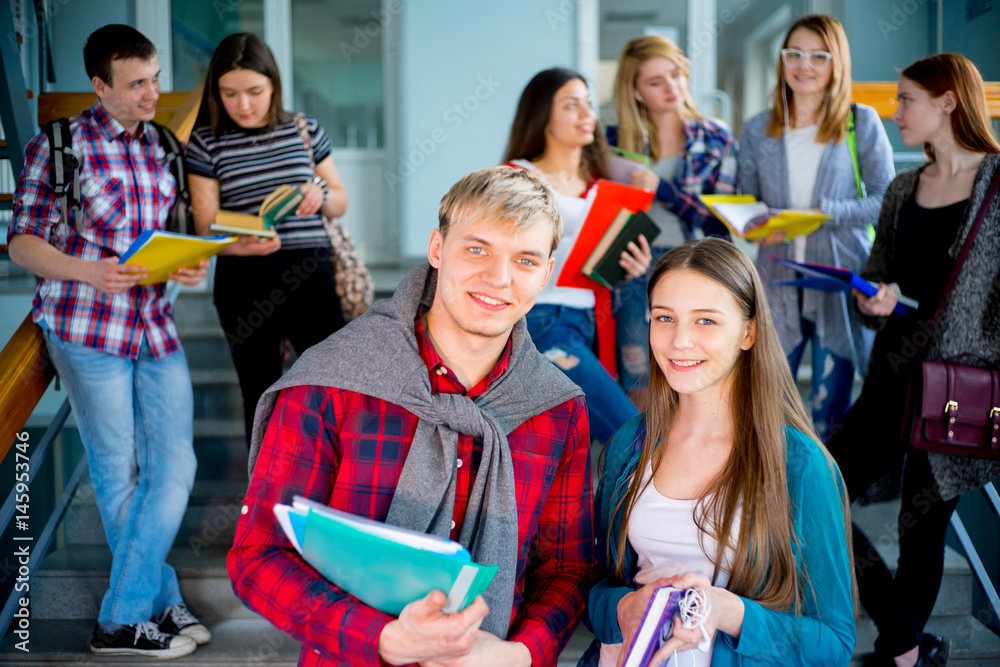 Fototapeta premium University students on a stairway