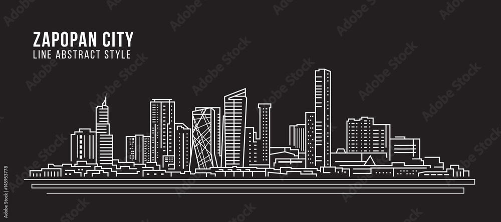 Cityscape Building Line art Vector Illustration design -  Zapopan city