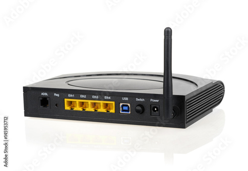 Wireless ADSL router isolated on white background