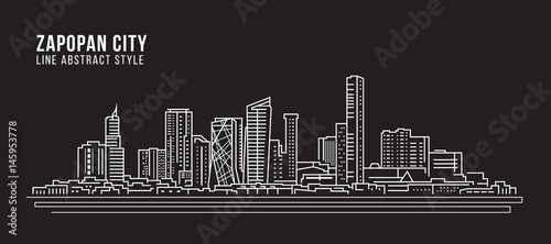 Cityscape Building Line art Vector Illustration design -  Zapopan city