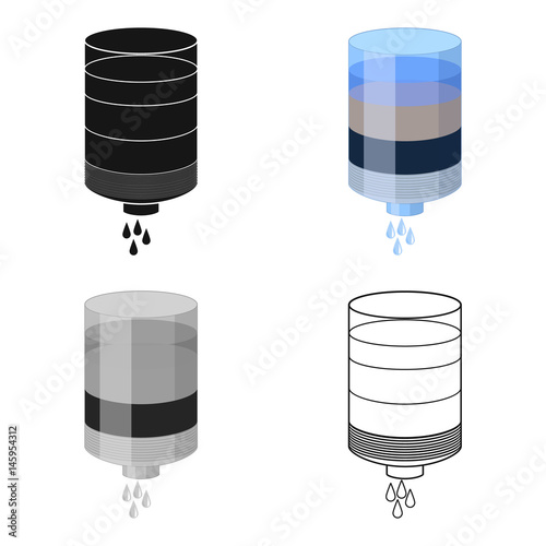 Water filter cartridge icon in cartoon style isolated on white background. Water filtration system symbol stock vector illustration.