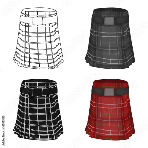 Kilt icon in cartoon style isolated on white background. Scotland country symbol stock vector illustration.