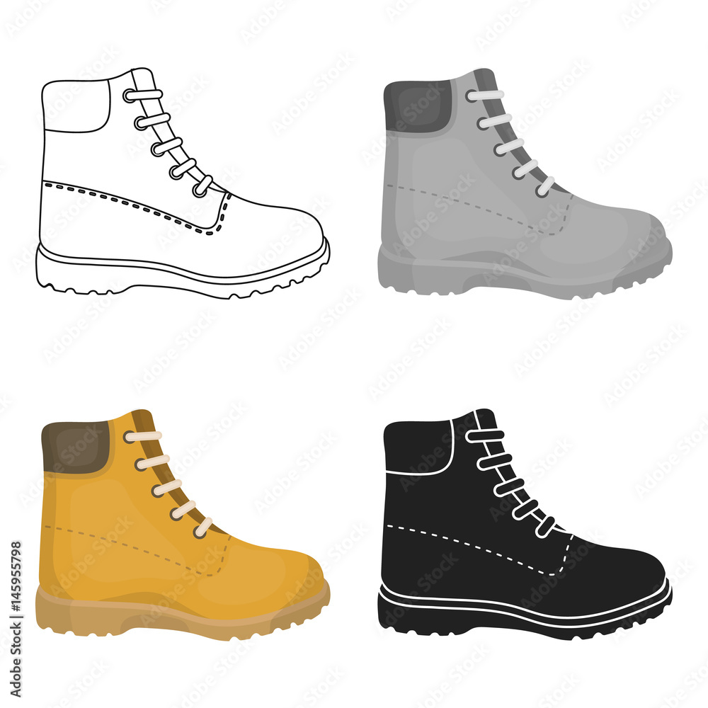 Hiking boots icon in cartoon style isolated on white background. Shoes  symbol stock vector illustration. Stock Vector | Adobe Stock