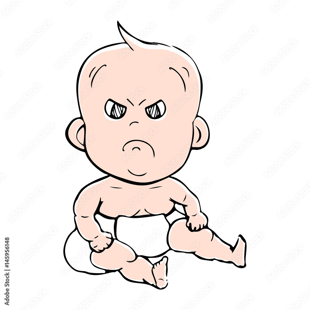 Cute cartoon baby pouting Cute cartoon baby pouting