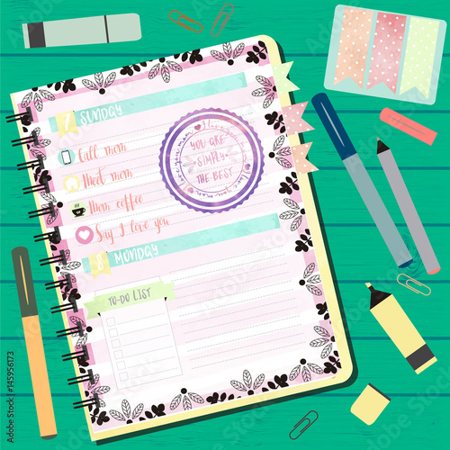 OFFICE AGENDA WITH HAPPY MOTHER DAY