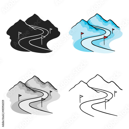 Ski track icon in cartoon style isolated on white background. Ski resort symbol stock vector illustration.