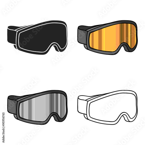 Ski goggles icon in cartoon style isolated on white background. Ski resort symbol stock vector illustration.