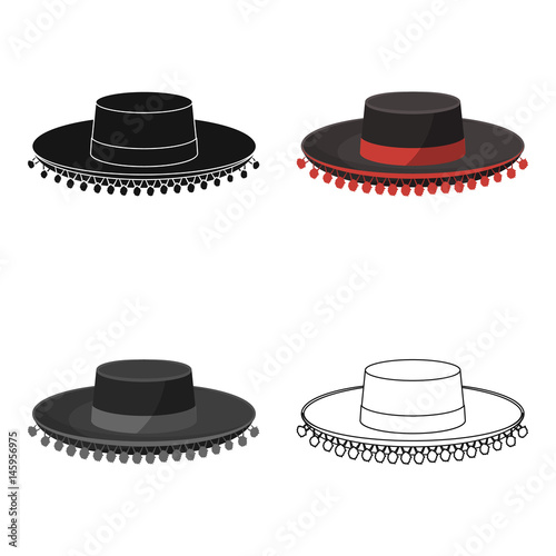 Traditional spanish hat icon in cartoon style isolated on white background. Spain country symbol stock vector illustration.