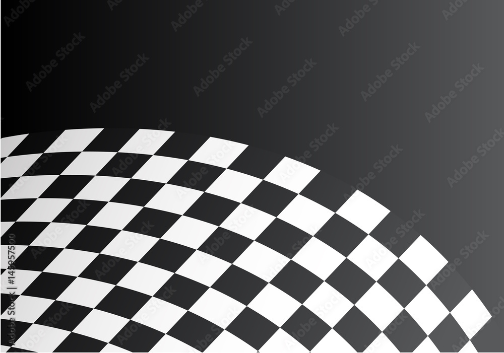 Obraz premium Checkered curve on black design race background vector illustration.
