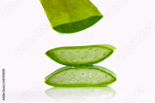 Aloe sliced, isolated on a white background