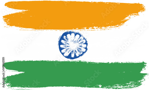 India Flag Vector Hand Painted with Rounded Brush