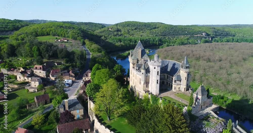 Aerial view of Chateau de Montfort, Dordogne, France Aerial view of Chateau de Montfort, Dordogne, France