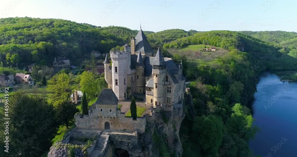 Aerial view of Chateau de Montfort, Dordogne, France Aerial view of Chateau de Montfort, Dordogne, France