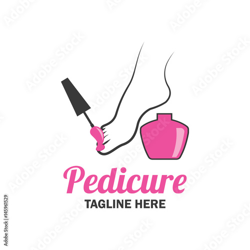 nail salon manicure pedicure logo with text space for your slogan / tagline, vector illustration
