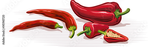 Composition with pepper, hot peppers.