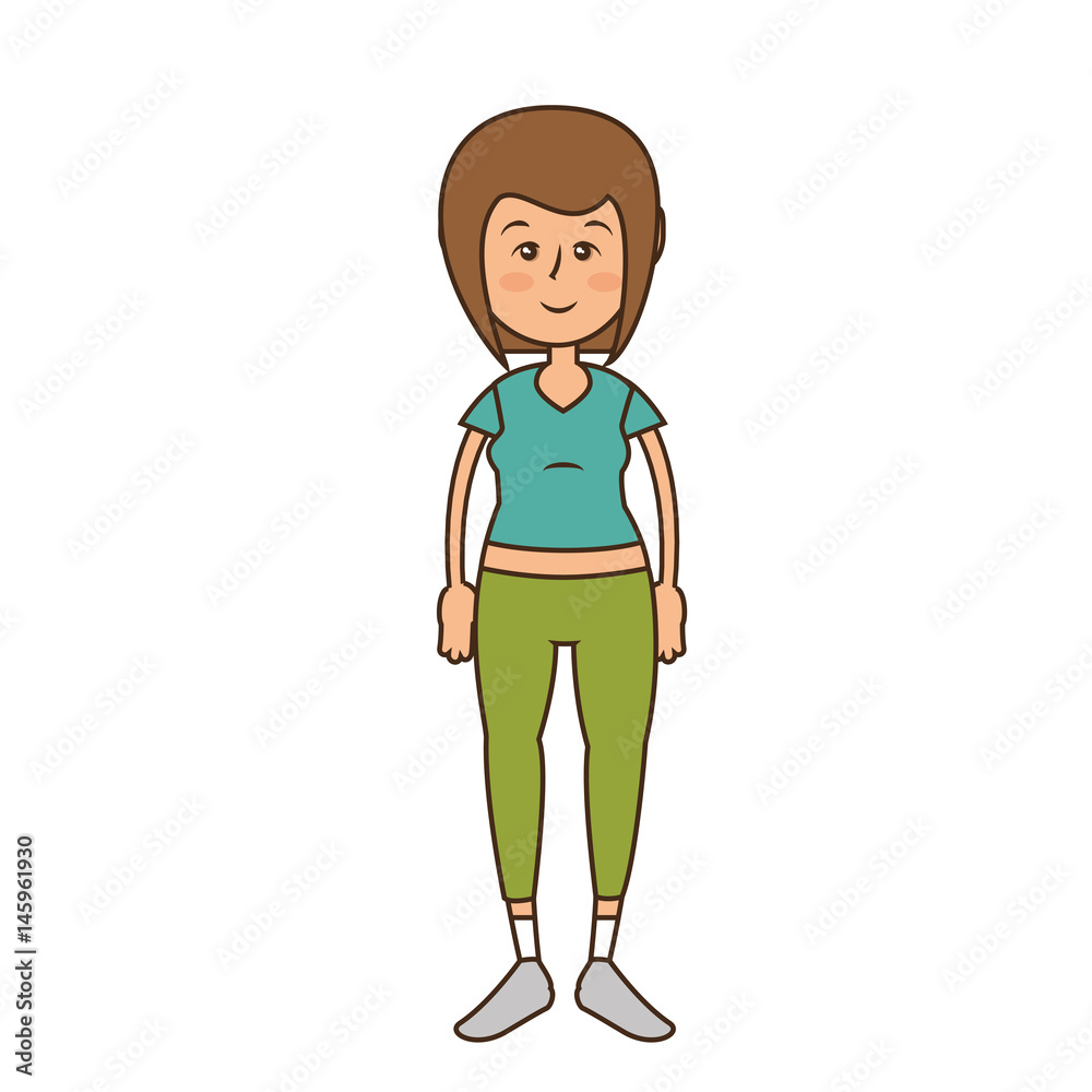 woman wearing sport clothes, cartoon icon over white background. fitness lifestyle concept. colorful design. vector illustration woman wearing sport clothes, cartoon icon over white background. fitness lifestyle concept. colorful design. vector illustration
