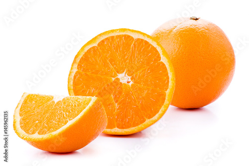 Fresh cut orange isolated on white