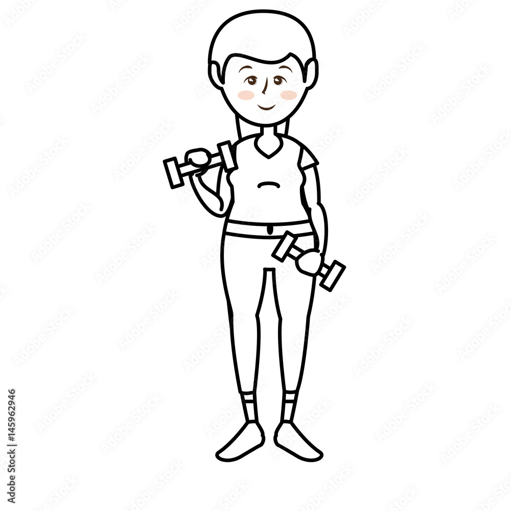 woman lifting dumbbells, cartoon icon over white background. fitness lifestyle concept. colorful design. vector illustration woman lifting dumbbells, cartoon icon over white background. fitness lifestyle concept. colorful design. vector illustration