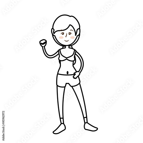 woman wearing sport clothes, cartoon icon over white background. fitness lifestyle concept. vector illustration