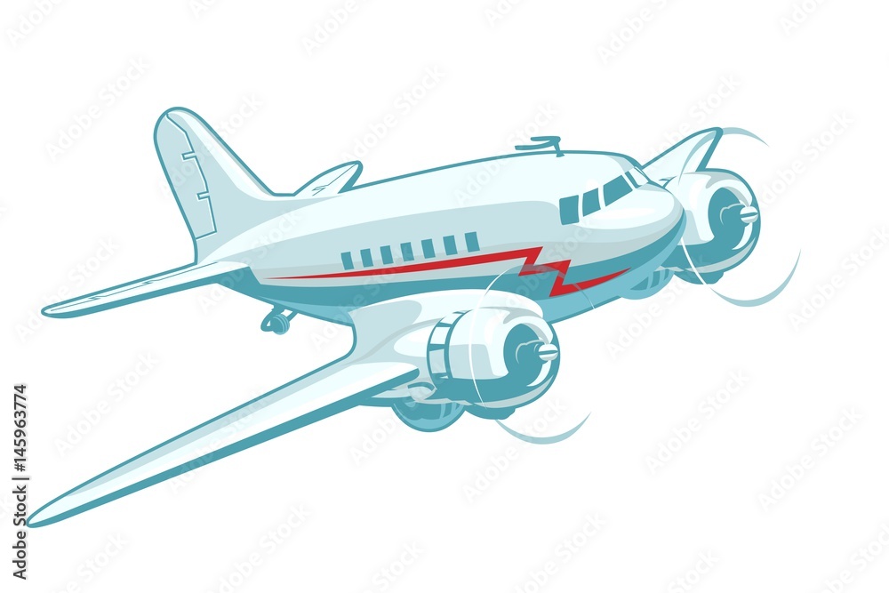 Vector Cartoon Retro Plane. Available EPS-10 vector format separated by groups for easy edit Vector Cartoon Retro Plane. Available EPS-10 vector format separated by groups for easy edit