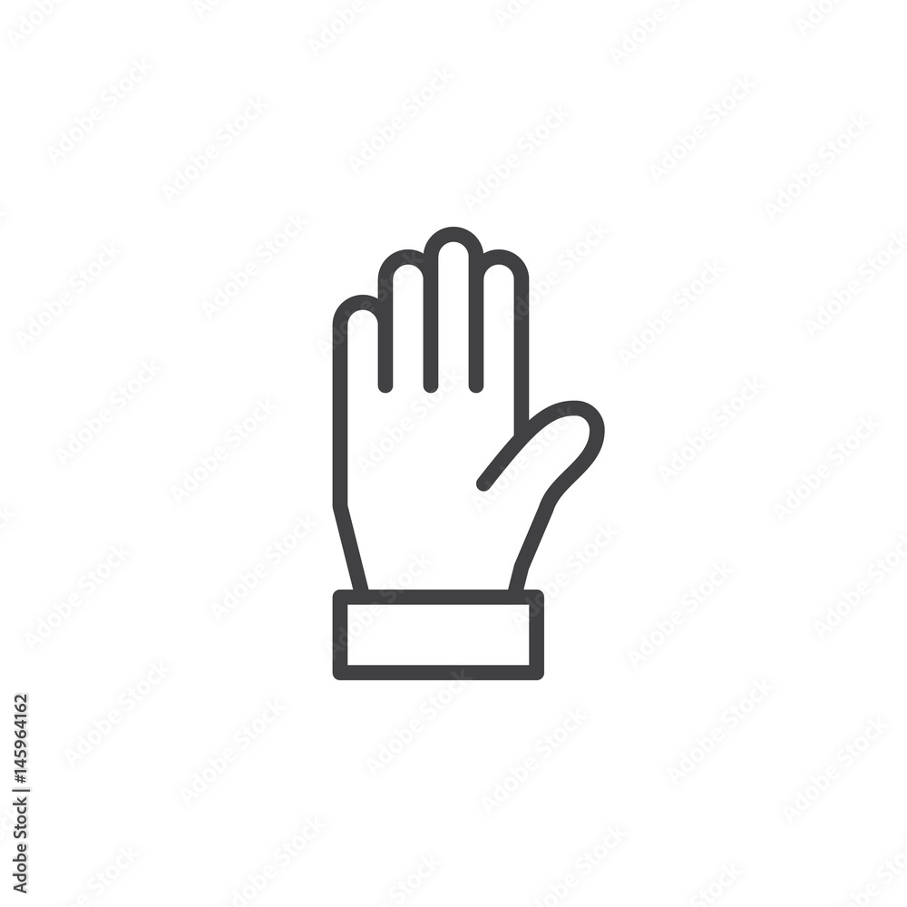 Warning hand line icon, outline vector sign, linear style pictogram isolated on white. Palm symbol, logo illustration. Editable stroke. Pixel perfect Warning hand line icon, outline vector sign, linear style pictogram isolated on white. Palm symbol, logo illustration. Editable stroke. Pixel perfect