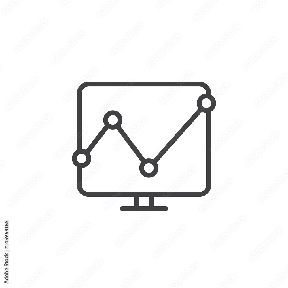 Analytics graph line icon, outline vector sign, linear style pictogram isolated on white. Symbol, logo illustration. Editable stroke. Pixel perfect Analytics graph line icon, outline vector sign, linear style pictogram isolated on white. Symbol, logo illustration. Editable stroke. Pixel perfect