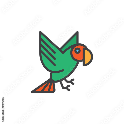 Parrot filled outline icon  line vector sign  linear colorful pictogram. Symbol  logo illustration. Pixel perfect