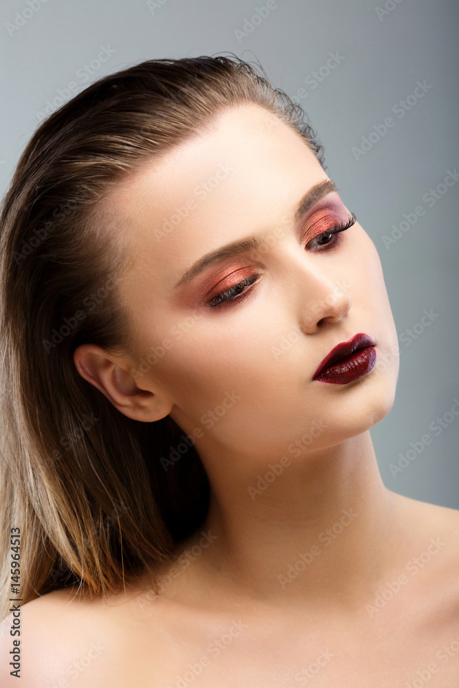 Beauty Woman Portrait. Professional Makeup for Brunette Beauty Woman Portrait. Professional Makeup for Brunette