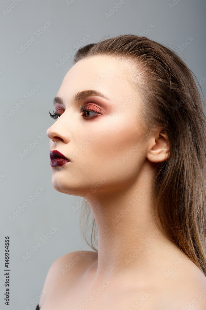 Beauty Woman Portrait. Professional Makeup for Brunette Beauty Woman Portrait. Professional Makeup for Brunette