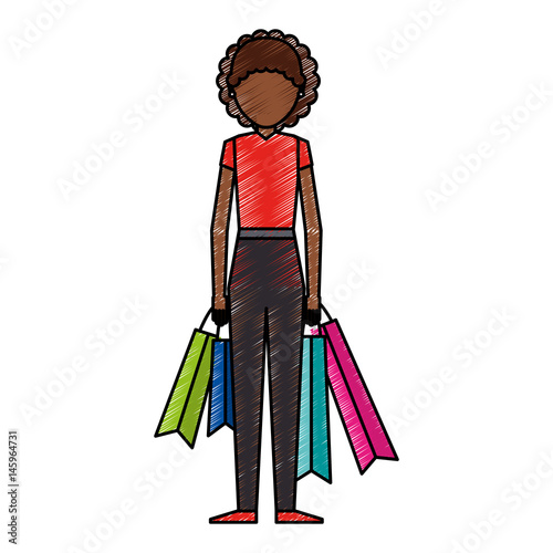 young woman with shopping bags vector illustration design