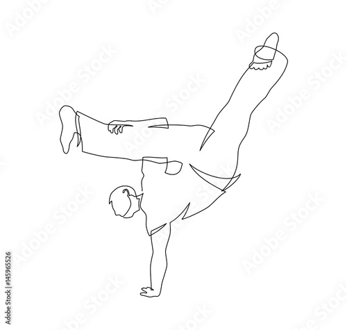 capoeira fighter contour Isolated on white. vector illustration