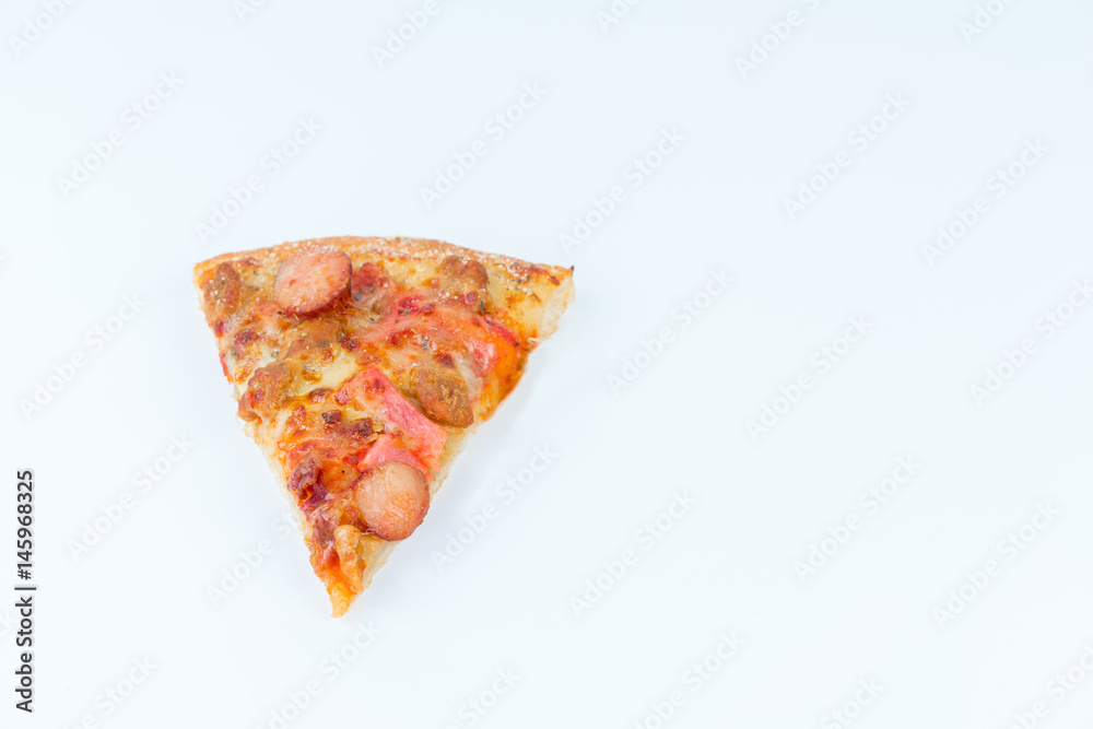 pizza meat supreme and oregano sprinkle in the white background pizza meat supreme and oregano sprinkle in the white background