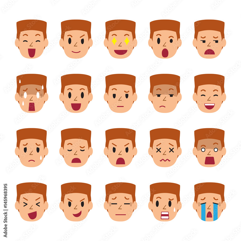 Set of a man faces showing different emotions Set of a man faces showing different emotions