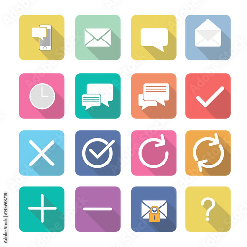Set of vector interface elements icons in flat design
