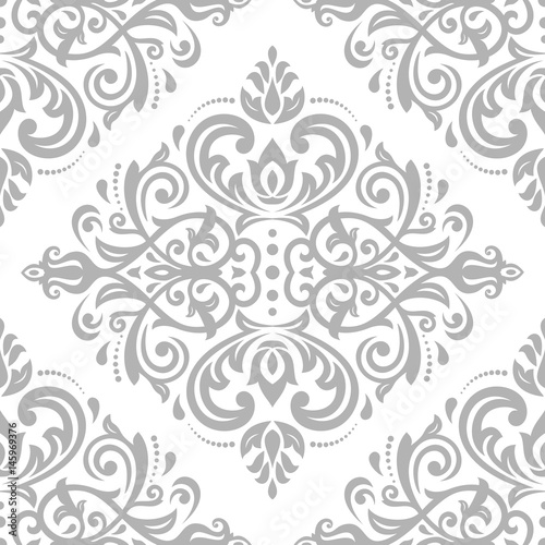 Damask classic silver pattern. Seamless abstract background with repeating elements
