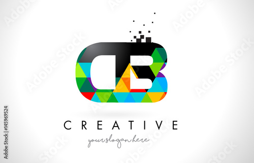 CB C B Letter Logo with Colorful Triangles Texture Design Vector.