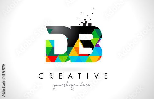 DB D B Letter Logo with Colorful Triangles Texture Design Vector.