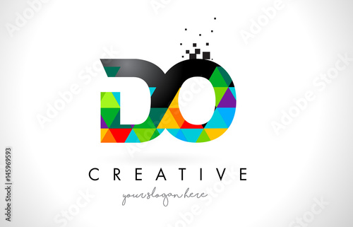 DO D O Letter Logo with Colorful Triangles Texture Design Vector.