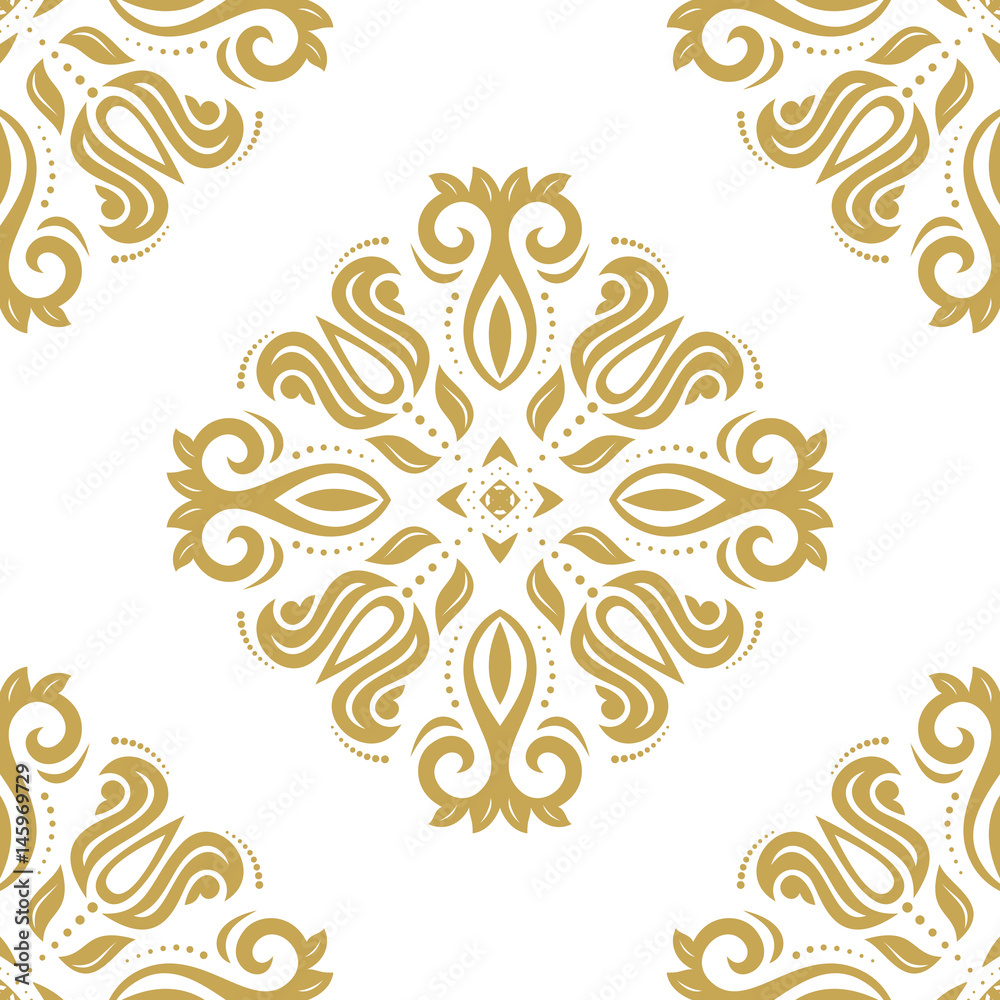 Seamless classic white and golden pattern. Traditional orient ornament Seamless classic white and golden pattern. Traditional orient ornament