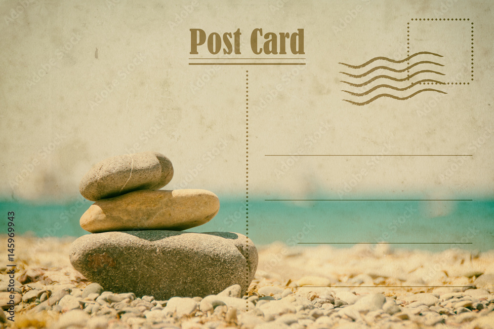 Obraz premium Vintage summer postcard. Relax and spa on the beach