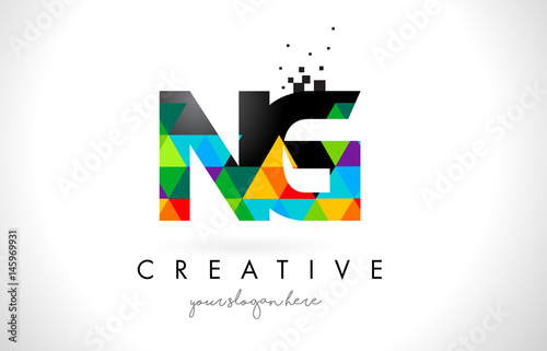 Free Download NG N G Letter Logo with Colorful Triangles Texture Design Vector. - GFXLoad