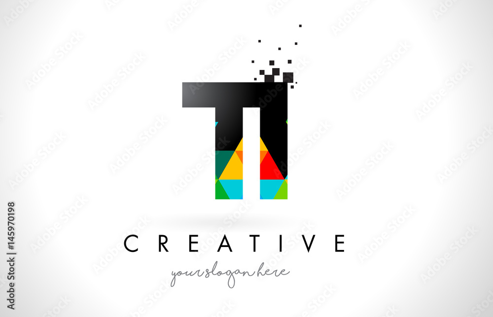 TI T I Letter Logo with Colorful Triangles Texture Design Vector. TI T I Letter Logo with Colorful Triangles Texture Design Vector.