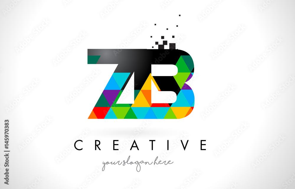 ZB Z B Letter Logo with Colorful Triangles Texture Design Vector. ZB Z B Letter Logo with Colorful Triangles Texture Design Vector.