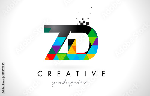 ZD Z D Letter Logo with Colorful Triangles Texture Design Vector. photo