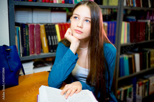 College student in library